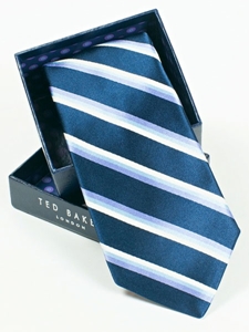 Ted Baker Navy Stripes Silk Tie SAMSTAILOR-5325 - Fall 2014 Collection Ties | Sam's Tailoring Fine Men's Clothing