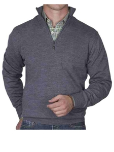 Robert Talbott Graphite Cooper ¼ Zip Sweater LS678-04 - Fall 2014 Collection Sweaters and Polo | Sam's Tailoring Fine Men's Clothing