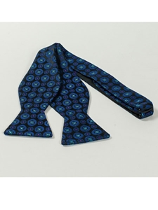 Ted Baker Black with Blue Circle Royal Design Silk Bow Tie SAMSTAILORING-36 - Spring 2015 Collection Bow Ties | Sam's Tailoring Fine Men's Clothing