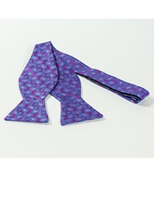 Ted Baker Medium Orchid with Blue Paisley Design Silk Bow Tie SAMSTAILORING-44 - Spring 2015 Collection Bow Ties | Sam's Tailoring Fine Men's Clothing