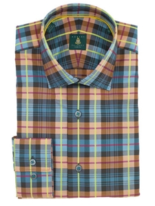 Robert Talbott Ember Plaid Check Design Wide Spread Collar Trim Fit Crespi III Sport Shirt TSM440CC-02 - Sport Shirts | Sam's Tailoring Fine Men's Clothing