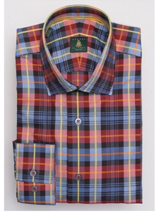 Robert Talbott Chili Plaid Check Design Wide Spread Collar Trim Fit Crespi III Sport Shirt TSM440CC-03 - Sport Shirts | Sam's Tailoring Fine Men's Clothing