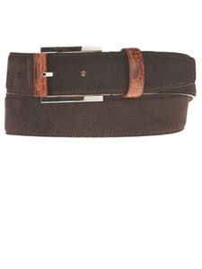 Dark Brown Suede Belt with Leather Contrast BL118-02 - Robert Talbott Belts and Straps | Sam's Tailoring Fine Men's Clothing