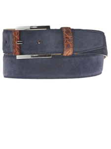 Navy Suede Belt with Leather Contrast BL118-03 - Robert Talbott Belts and Straps | Sam's Tailoring Fine Men's Clothing