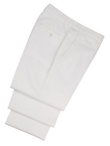 Hickey Freeman White Cotton Silk Trousers 51604000F063 - Spring 2015 Collection Trousers | Sam's Tailoring Fine Men's Clothing