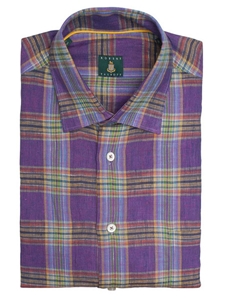 Robert Talbott Mauve with Windowpane Plaid Check Design Medium Spread Collar Linen Classic Fit Anderson Sport Shirt LUM15S18-01 - Spring 2015 Collection Sport Shirts | Sam's Tailoring Fine Men's Clothing