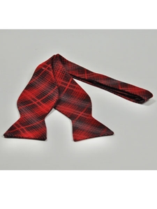 IKE Behar Black Red with Plaid Check Design Silk Bow Tie SAMSTAILORINGIMG-0044 - Spring 2015 Collection Bow Ties | Sam's Tailoring Fine Men's Clothing