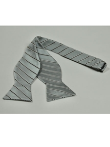 IKE Behar Grey with Black Stripes Silk Bow Tie SAMSTAILORINGIMG-0051 - Spring 2015 Collection Bow Ties | Sam's Tailoring Fine Men's Clothing