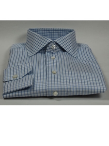 Robert Talbott Blue with Check Design Medium Spread Collar Estate Dress Shirt SAMSTAILORINGIMG-0074 - Spring 2015 Collection Dress Shirts | Sam's Tailoring Fine Men's Clothing