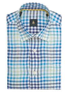 Robert Talbott Teal Plaid Check Design Wide Spread Collar Classic Fit Anderson Sport Shirt LUM15S27-02 - Spring 2015 Collection Sport Shirts | Sam's Tailoring Fine Men's Clothing
