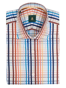 Robert Talbott Pecan with Plaid Check Design Wide Spread Collar Cotton Tailored Fit Crespi III Sport Shirt TSM15S16-01 - Spring 2015 Collection Sport Shirts | Sam's Tailoring Fine Men's Clothing