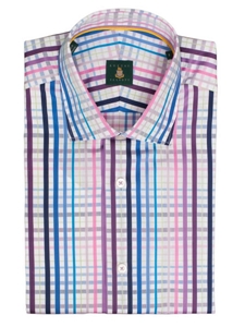 Robert Talbott Periwinkle with Plaid Check Design Wide Spread Collar Cotton Tailored Fit Crespi III Sport Shirt TSM15S16-07 - Spring 2015 Collection Sport Shirts | Sam's Tailoring Fine Men's Clothing
