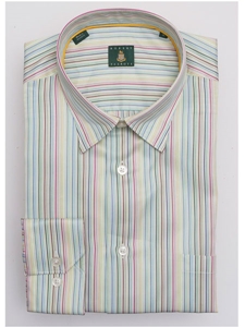 Robert Talbott Citrus Stripes Medium Spread Collar Cotton Classic Fit Anderson Sport Shirt LUM450II-02 - Sport Shirts | Sam's Tailoring Fine Men's Clothing
