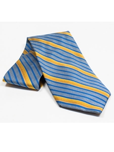 Jhane Barnes Blue with Yellow Stripes Design Silk Tie JLPJBT0022 - Ties or Neckwear | Sam's Tailoring Fine Men's Clothing