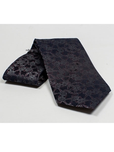 Jhane Barnes Midnight Blue with Floral Design Silk Tie JLPJBT0061 - Ties or Neckwear | Sam's Tailoring Fine Men's Clothing