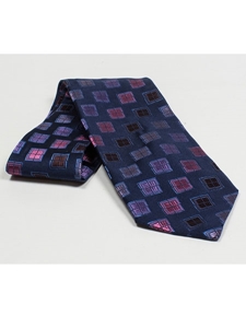 Jhane Barnes Navy with Geometric Design Silk Tie JLPJBT0068 - Ties or Neckwear | Sam's Tailoring Fine Men's Clothing