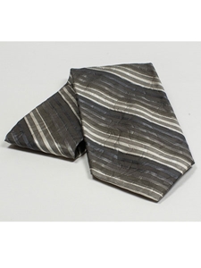 Jhane Barnes Gray Cream with Stripes Silk Tie JLPJBT0078 - Ties or Neckwear | Sam's Tailoring Fine Men's Clothing