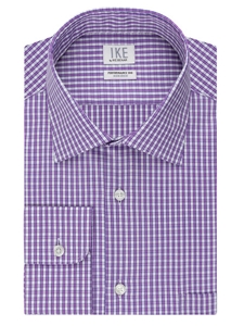 Ike by Ike Regular Fit Check Non Iron Dress Shirt Purple 28I0413-500 - Dress Shirts | Sam's Tailoring Fine Men's Clothing