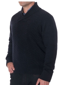 Robert Talbott Navy Seacliff II Shawl Collar Sweater LS721-05 - Fall 2015 Collection Sweaters | Sam's Tailoring Fine Men's Clothing