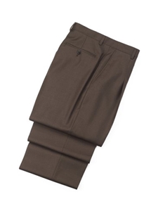 Wool Pleated Brown Traveler Trouser | Hickey FreeMan Trousers Collection | Sams Tailoring