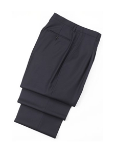 Wool Plated Navy Traveler Trousers | Hickey FreeMan Trousers Collection | Sams Tailoring