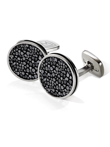 Black Stingray Bordered Round Cufflink | M-Clip New Cufflinks Collection 2016 | Sams Tailoring