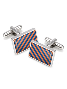 Orange & Blue Team Stripes Inlay Cufflinks | M-Clip New Cufflinks Collection 2016 | Sams Tailoring