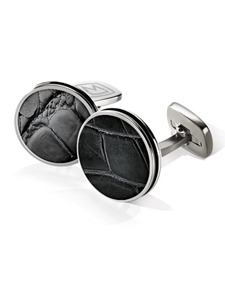 Black Alligator Bordered Round Cufflink | M-Clip New Cufflinks Collection 2016 | Sams Tailoring