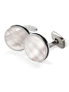 White Mother of Pearl Bordered Round Cufflinks | M-Clip New Cufflinks Collection 2016 | Sams Tailoring