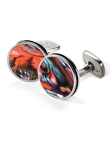 Orange Abalone Bordered Round Cufflink | M-Clip New Cufflinks Collection 2016 | Sams Tailoring