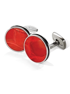 Red Alligator Bordered Round Cufflink | M-Clip New Cufflinks Collection 2016 | Sams Tailoring