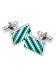 Teal, Blue, & White Rep Tie Cufflinks  | M-Clip New Cufflinks Collection 2016 | Sams Tailoring
