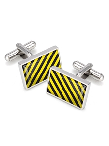 Black & Yellow Team Stripes Inlay Cufflinks  | M-Clip New Cufflinks Collection 2016 | Sams Tailoring