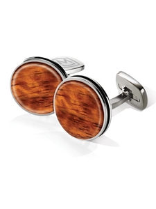 Bubinga Bordered Round Cufflink  | M-Clip New Cufflinks Collection 2016 | Sams Tailoring