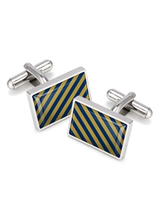 Dark Blue & Gold Team Stripes Inlay Cufflink  | M-Clip New Cufflinks Collection 2016 | Sams Tailoring