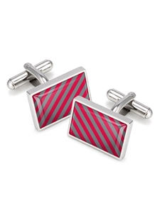 Red & Gray Team Stripes Inlay Cufflink  | M-Clip Cufflink Collection 2016 | Sams Tailoring