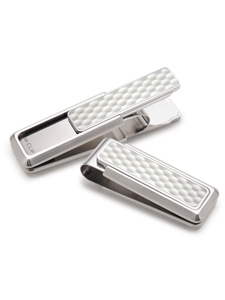 White Golf Ball Brushed Stainless Money Clip | M-Clip New Money Clip | Sams Tailoring