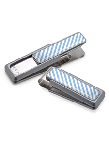 White & Light Blue Inlay Money Clip | M-Clip New Money Clip | Sams Tailoring