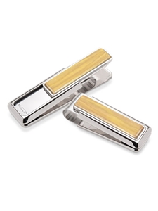 Rhodium Bamboo Wood Inlay Money Clip | M-Clip New Money Clip | Sams Tailoring