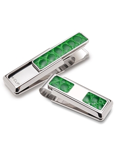 2 Pocket Dark Green Alligator Money Clip  | M-Clip New Money Clip | Sams Tailoring