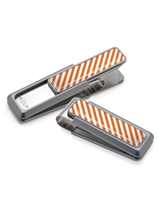 White & Dark Orange Inlay Money Clip  | M-Clip New Money Clip | Sams Tailoring