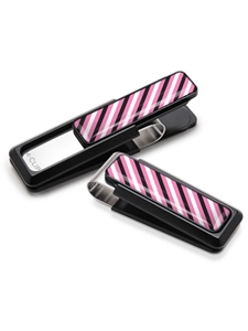 Pink, Black, & White Rep Tie Money Clip  | M-Clip New Money Clip | Sams Tailoring