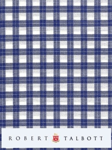 White & Navy Double Check Custom Shirt | Robert Talbott Custom Shirts | Sams Tailoring