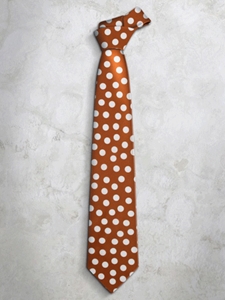 Large White Polka Dots In Orange Precious Silk Tie | Italo Ferretti Super Class Collection | Sam's Tailoring