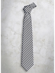 Black & White Classic Stripes Refined Silk Tie | Italo Ferretti Super Class Collection | Sam's Tailoring
