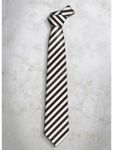 Brown & White Classic Stripes Refined Silk Tie | Italo Ferretti Super Class Collection | Sam's Tailoring