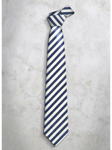 Blue & White Classic Stripes Refined Silk Tie | Italo Ferretti Super Class Collection | Sam's Tailoring