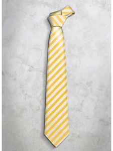 Yellow & White Classic Stripes Refined Silk Tie | Italo Ferretti Super Class Collection | Sam's Tailoring