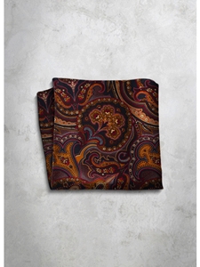 Paisley Design Silk Satin Men's Handkerchief | Italo Ferretti Super Class Collection | Sam's Tailoring