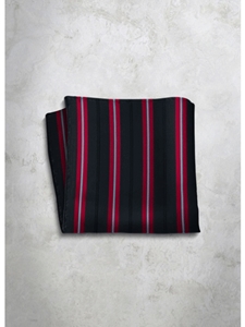 Black & Red Stripes Silk Men's Handkerchief | Italo Ferretti Super Class Collection | Sam's Tailoring